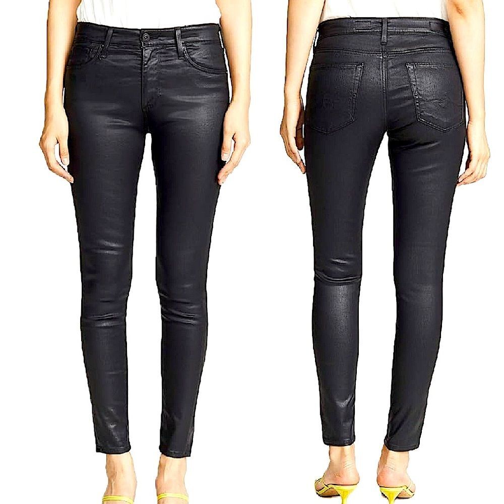 AG Adriano Goldschmied The Legging Ankle Super Skinny Ankle in Coated Black 29R